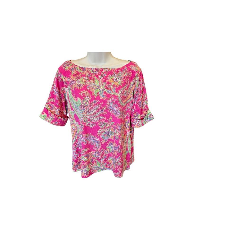 Lauren ralph lauren XL (P?) pink paisley floral coquette cottagecore 1/2 sleeve